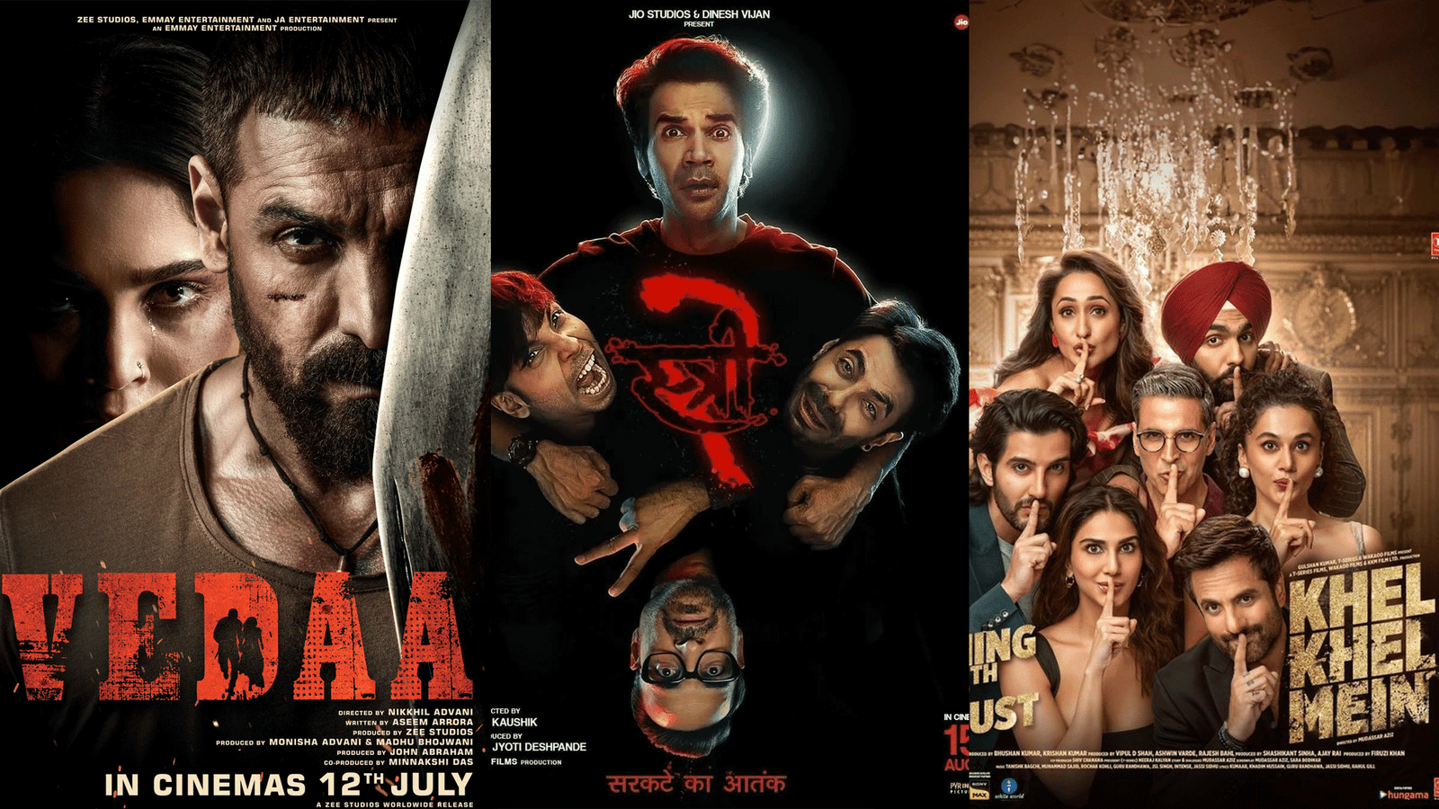 'Khel Khel Mein' vs. 'Stree 2' and 'Vedaa'