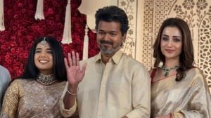 Vijay Arrives With Trisha Krishnan At Wedding Reception In Chennai