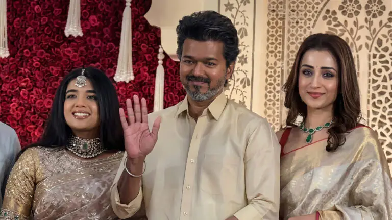 Vijay Arrives With Trisha Krishnan At Wedding Reception In Chennai