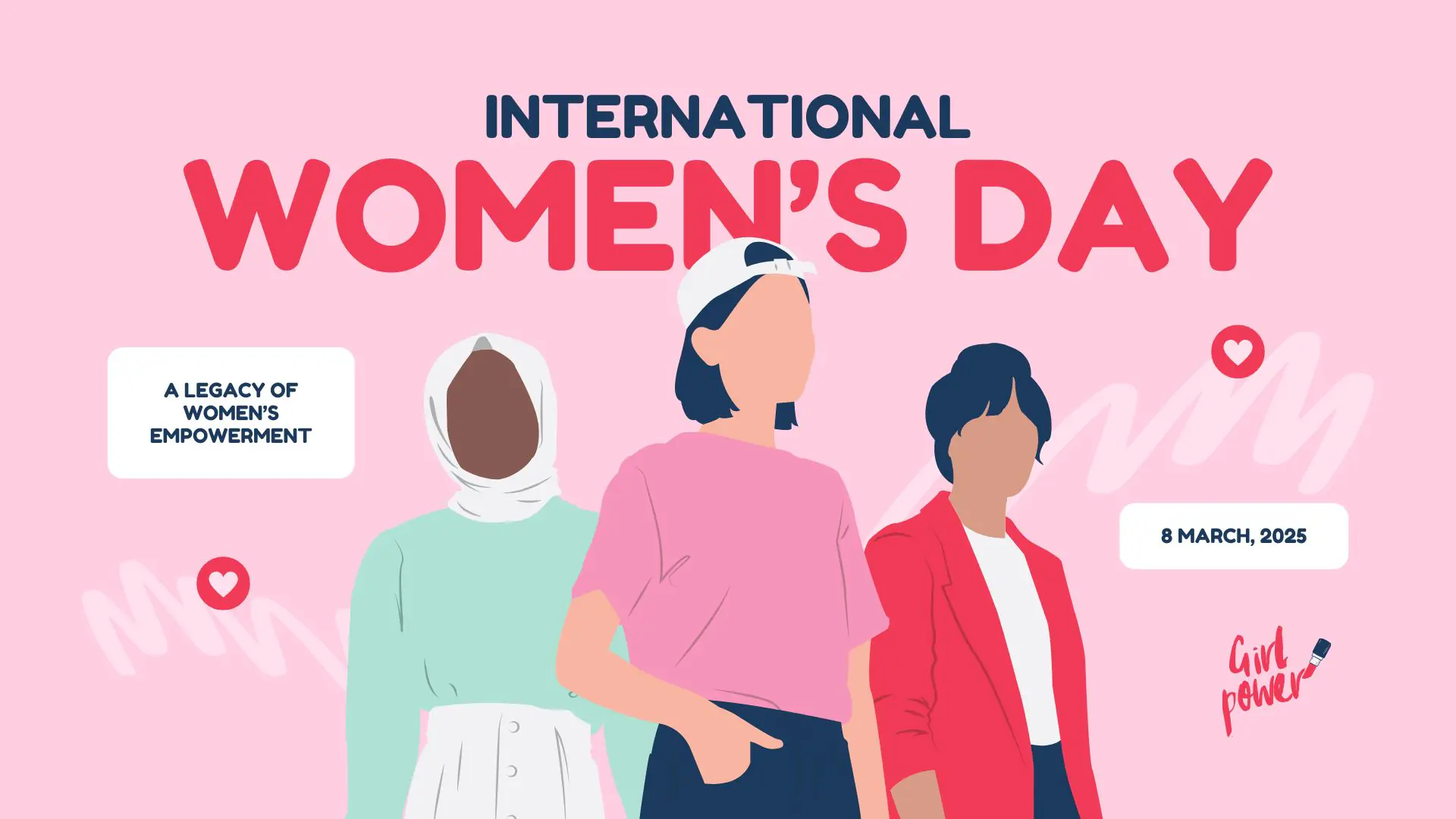 Red and Pink Illustrative International Women’s Day Presentation